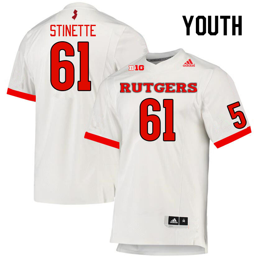 Youth #61 Emir Stinette Rutgers Scarlet Knights College Football Jerseys Stitched Sale-White